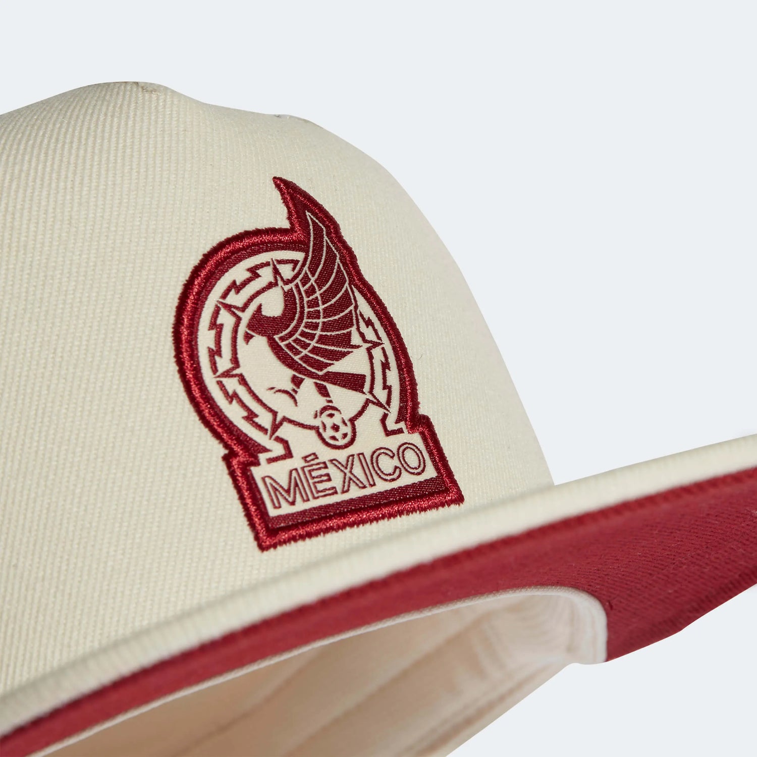 adidas 2022-23 Mexico Away Snapback Cap - Wonder White-Burgundy (Detail 1)