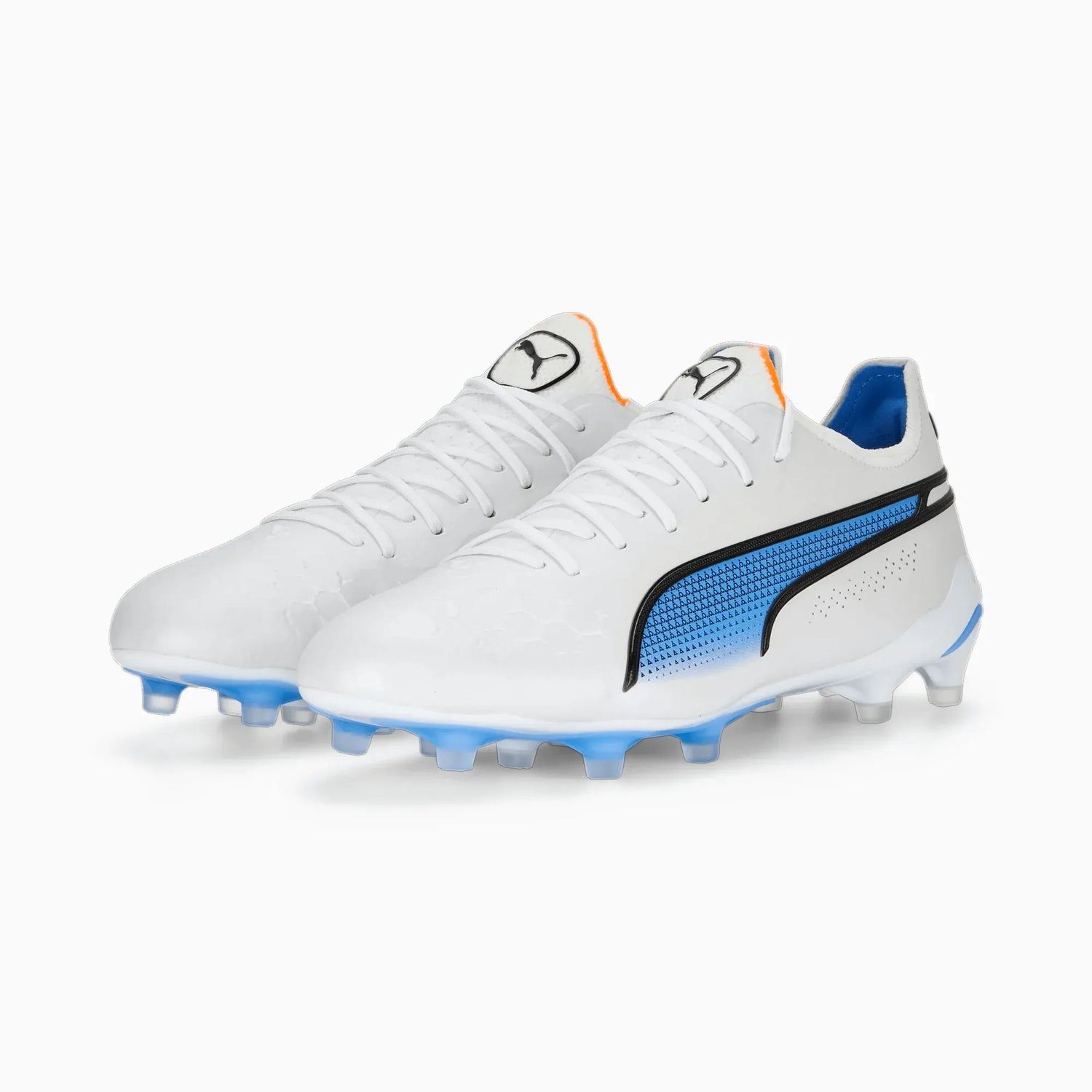 Puma King Ultimate FG-AG Puma White-Puma Black-Blue Glimmer-Ultra Orange (Pair - Lateral)