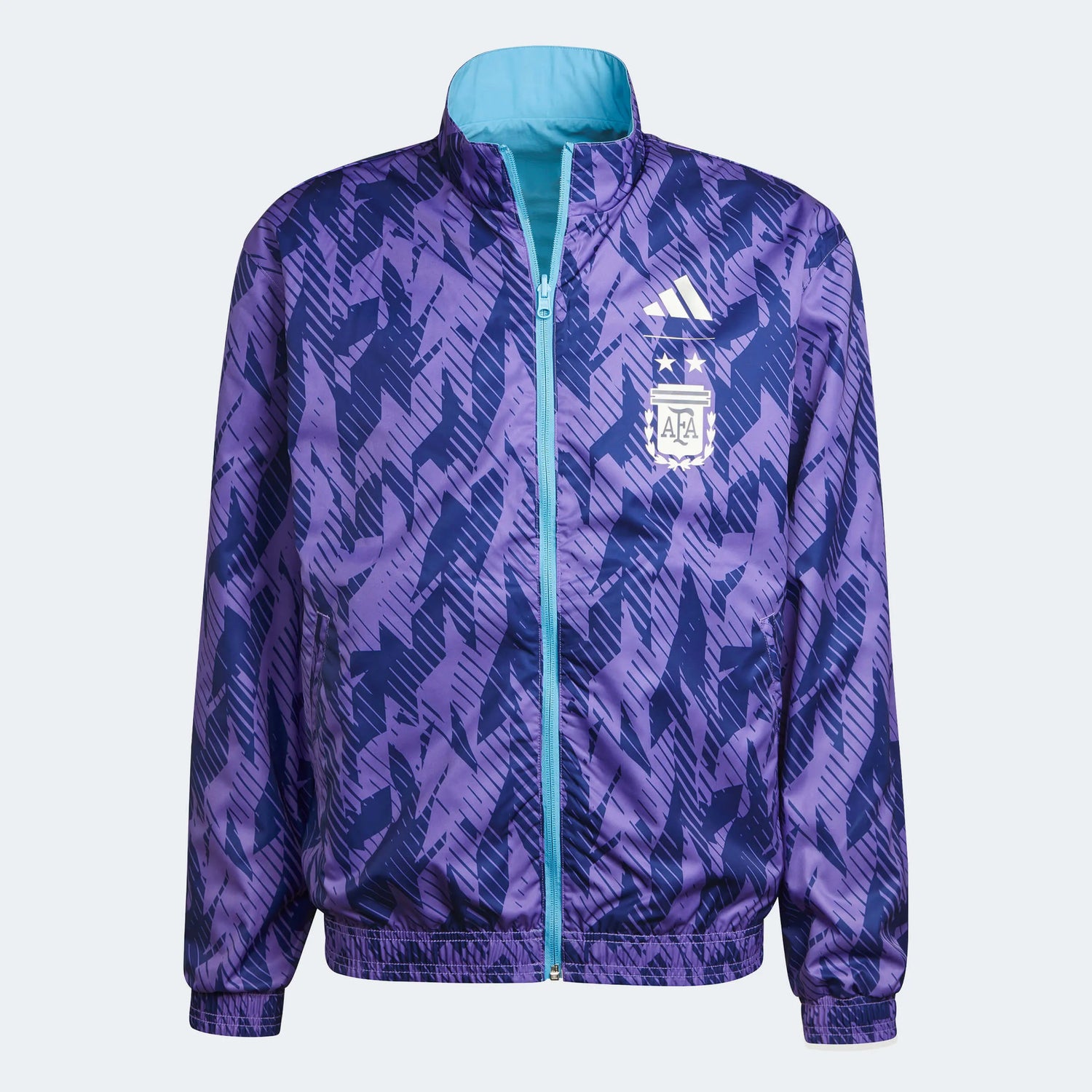 Adidas 2022-23 Argentina Anthem Jacket Sky Blue-White (Front - Reversible Side)