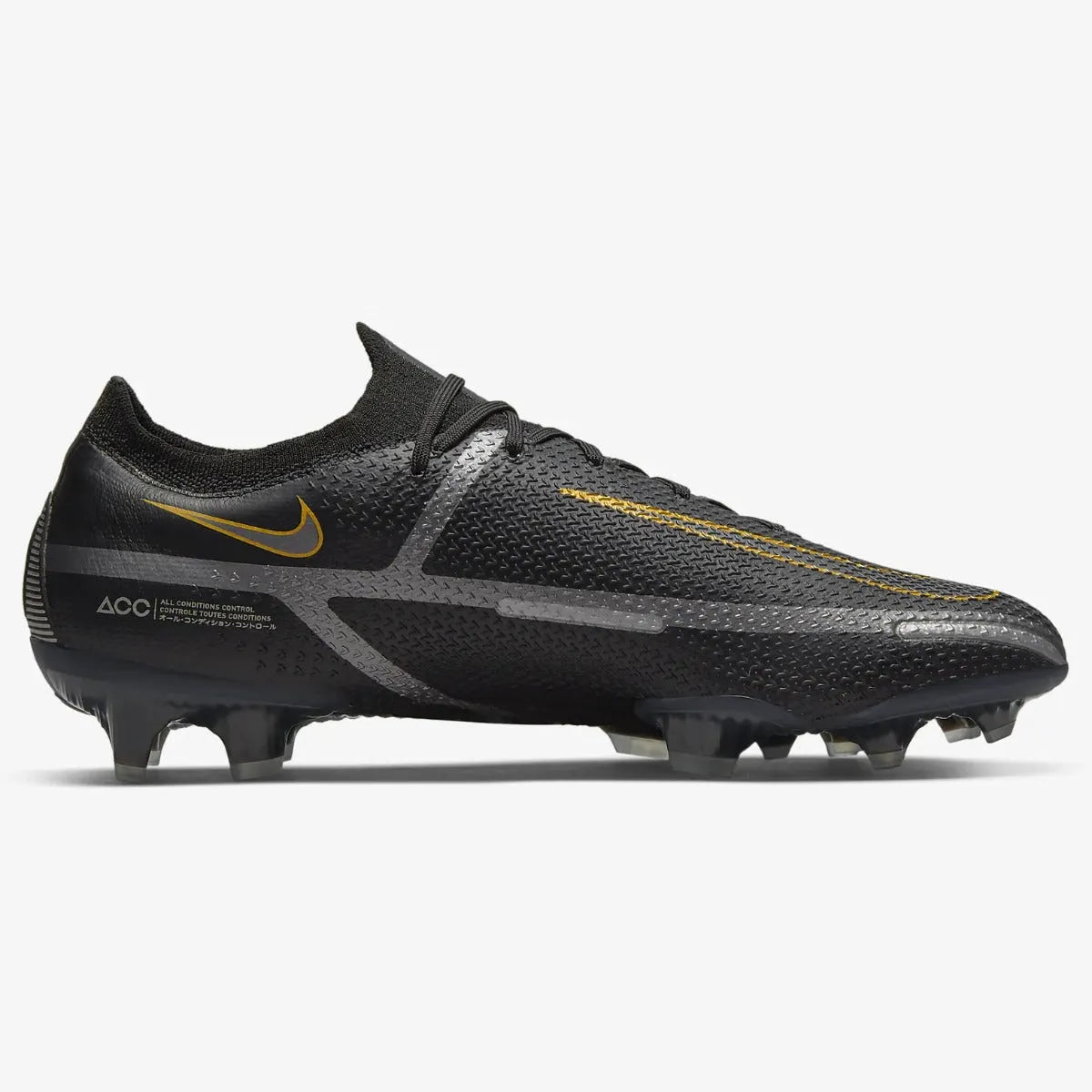 Nike Phantom GT2 Elite FG - Black-Dark Grey-Gold (Side 2)