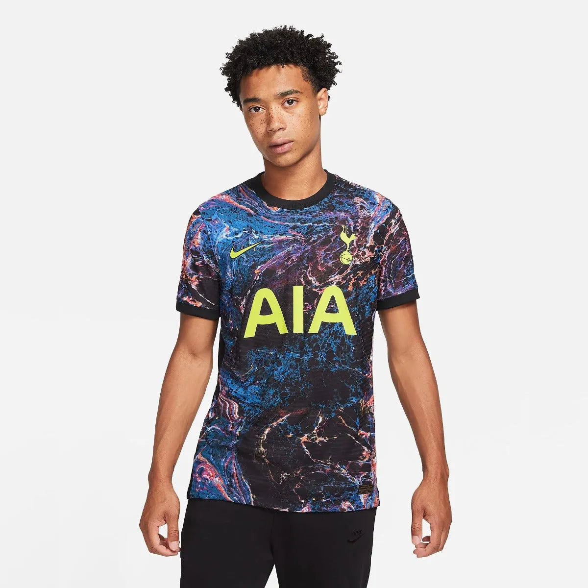 Nike 2021-22. Tottenham Away ADV Match Jersey - Black-Venom Green (Model - Front)