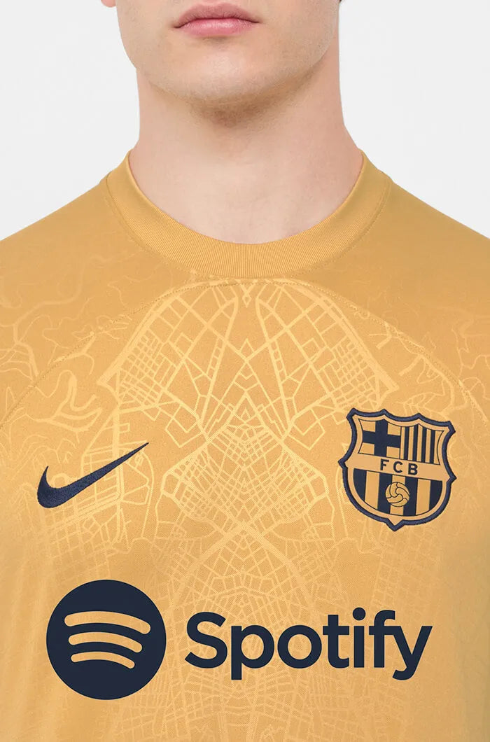 Nike 2022-23 FC Barcelona Away Jersey - Club Gold-Obsidian (Detail 1)