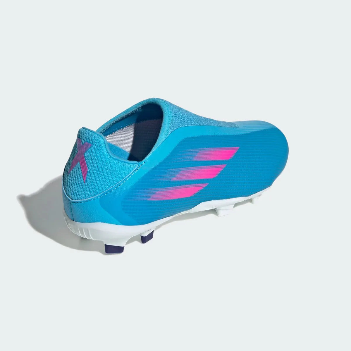 Adidas JR X Speedflow .3 Laceless FG - Sky Rush-Shock Pink (Diagonal 2)