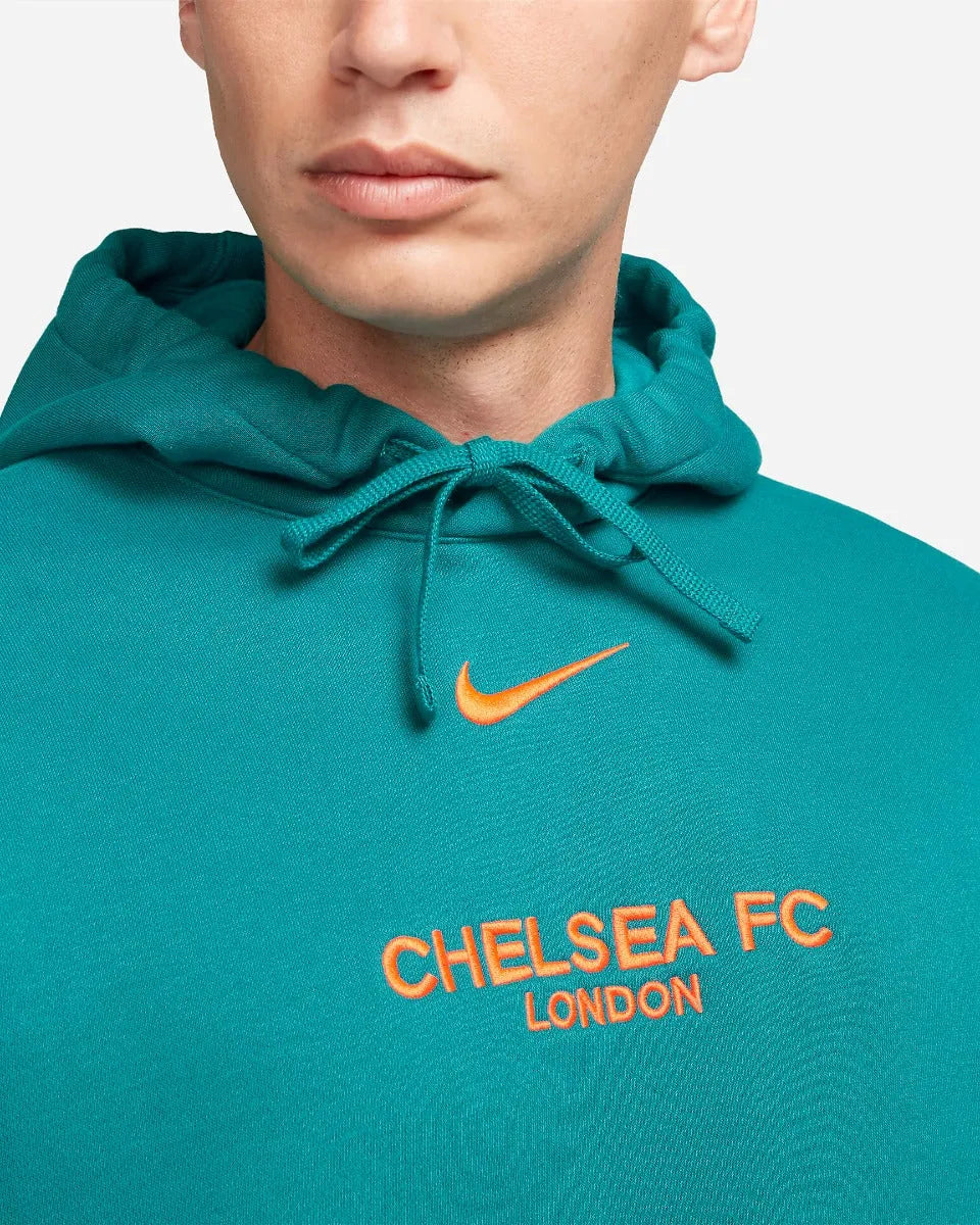 Nike 2021-22 Chelsea Club Pullover Hoodie - Blustery-Hyper Crimson (Detail 2)