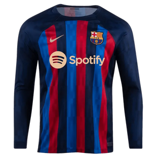 Nike 2022-23 FC Barcelona Home Long-Sleeve Jersey - Obsidian-Sesame  (Front)