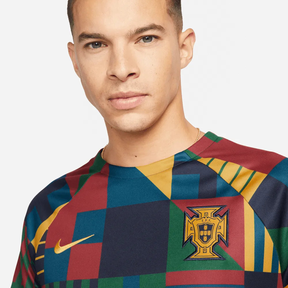 Nike 2022-23 Portugal Pre-Match Jersey - Obsidian-Gold Dart (Detail 1)