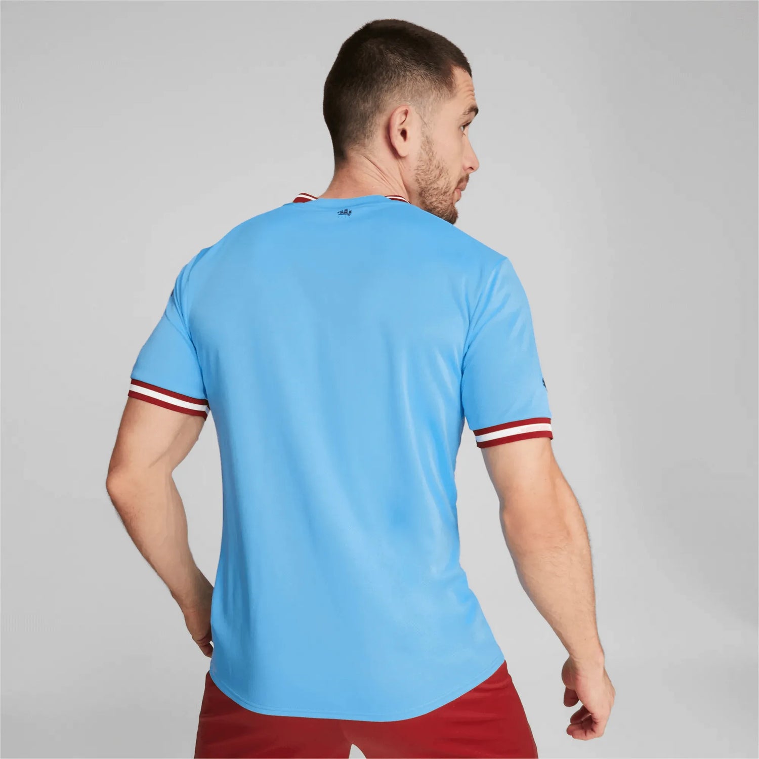 Puma 2022-23 Manchester City Home Jersey - Light Blue-Intense Red (Model - Back)