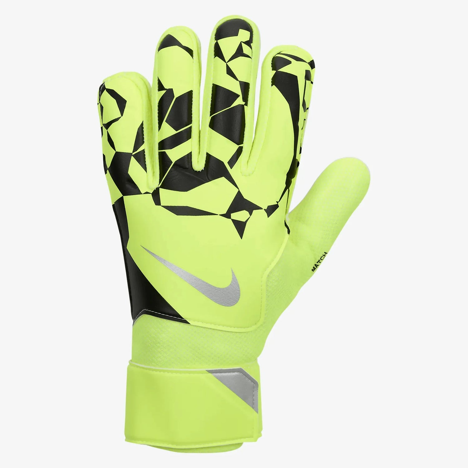 Nike Match Goalkeeper Gloves Volt-Black-Metallic Silver (Single - Outer)