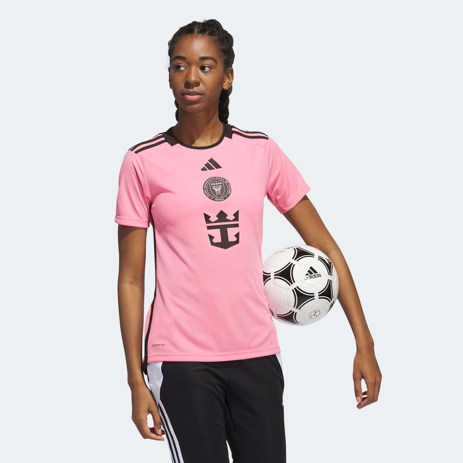 adidas 2024-25 Inter Miami Women's Messi #10 Stadium Home Jersey (Model - Side)