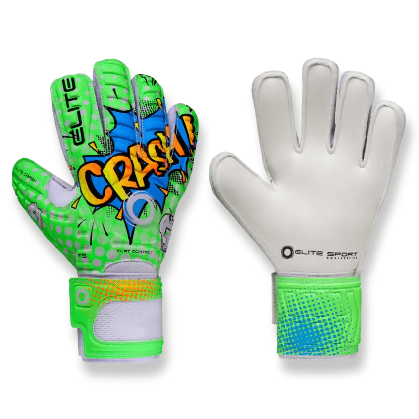 Elite Sport 2022 Crash Youth Goalkeeper Glove - Green-White (Pair)