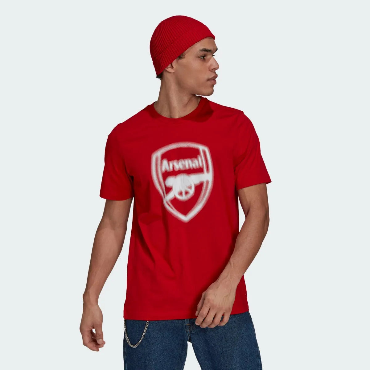 Adidas 2021-22 Arsenal Tee - Scarlet-White (Model - Front)