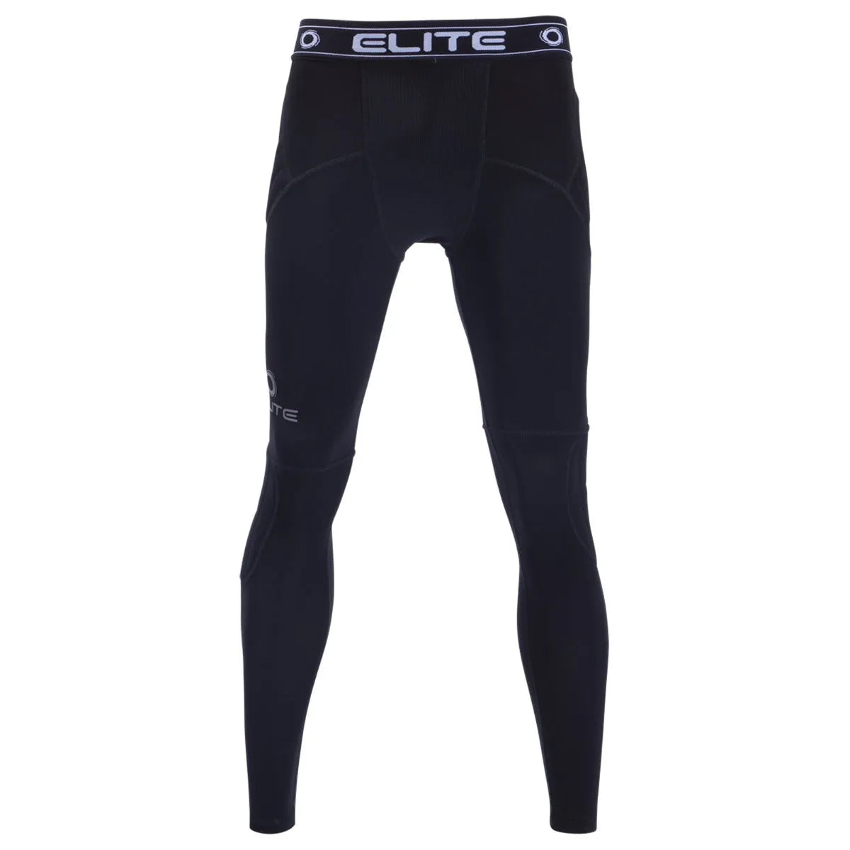 Elite Sport Youth Goalkeeper Padded Compression Leggings - Black (Front)