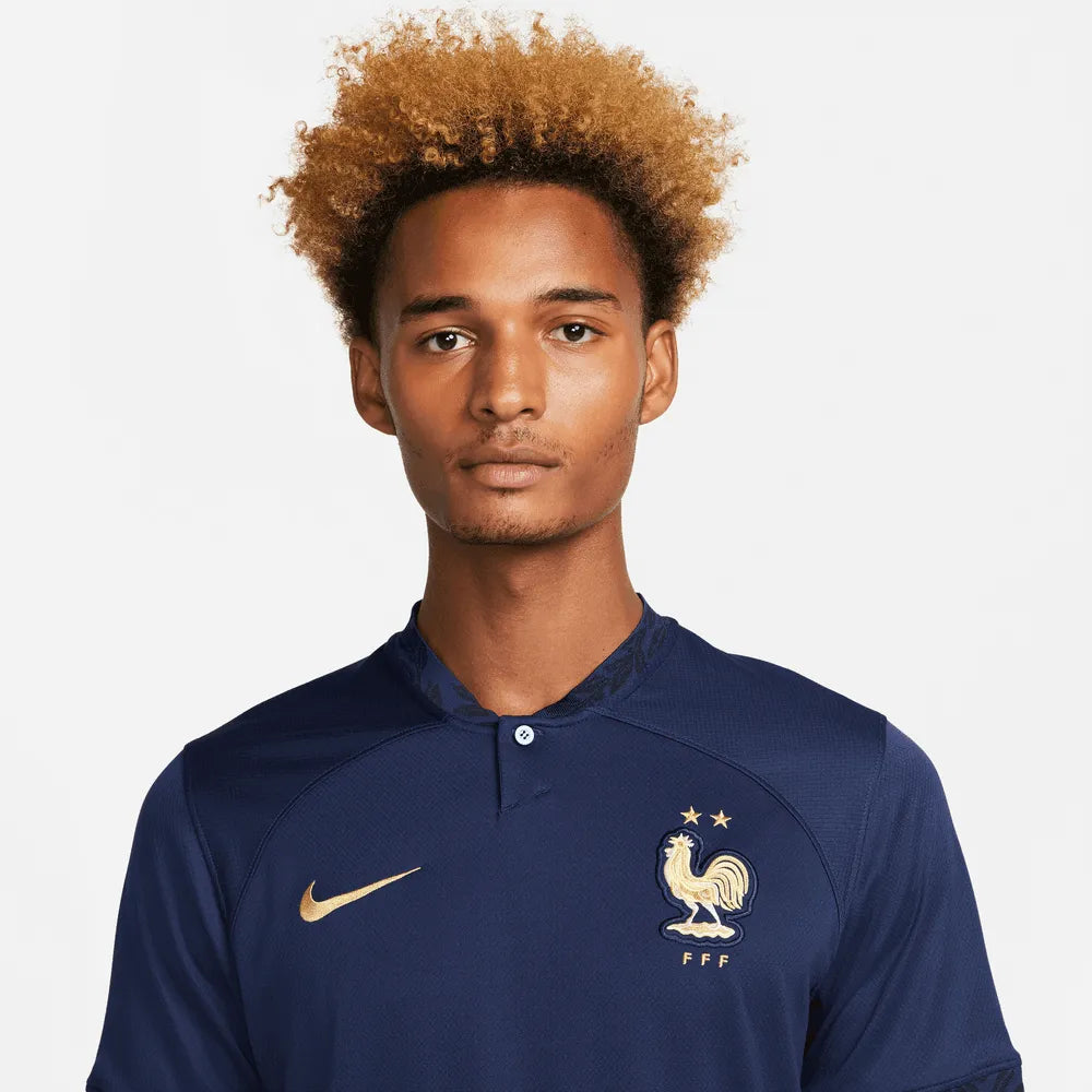 Nike 2022-23 France Home Jersey - Midnight Navy-Metallic Gold (Detail 1)