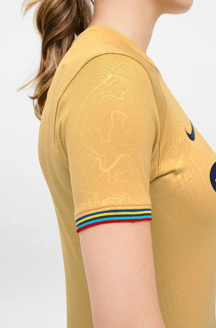 Nike 2022-23 FC Barcelona Women's Away Jersey - Club Gold-Obsidian (Side 2)