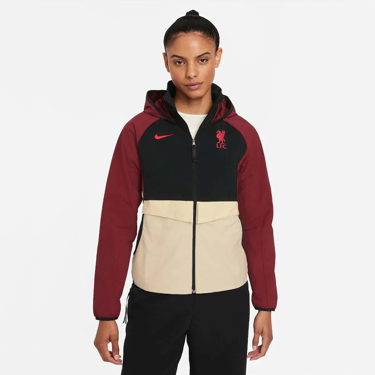 Nike 2021-22 Liverpool Women AWF Lite Jacket - Red-Fossil-Black (Model - Front)