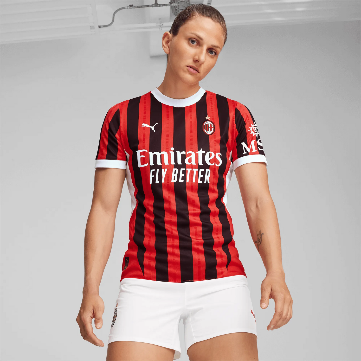 Puma 2024-25 AC Milan Women's Stadium Home Jersey (Model - Front)