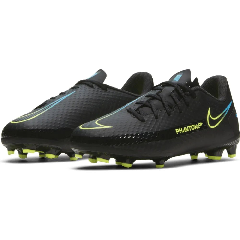 Nike JR Phantom GT Academy FG-MG - Black-Volt-Blue (Pair - Diagonal)