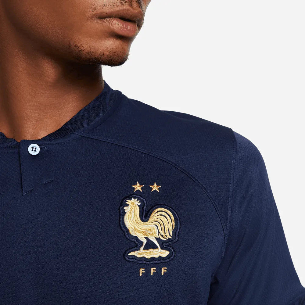 Nike 2022-23 France Home Jersey - Midnight Navy-Metallic Gold (Detail 2)