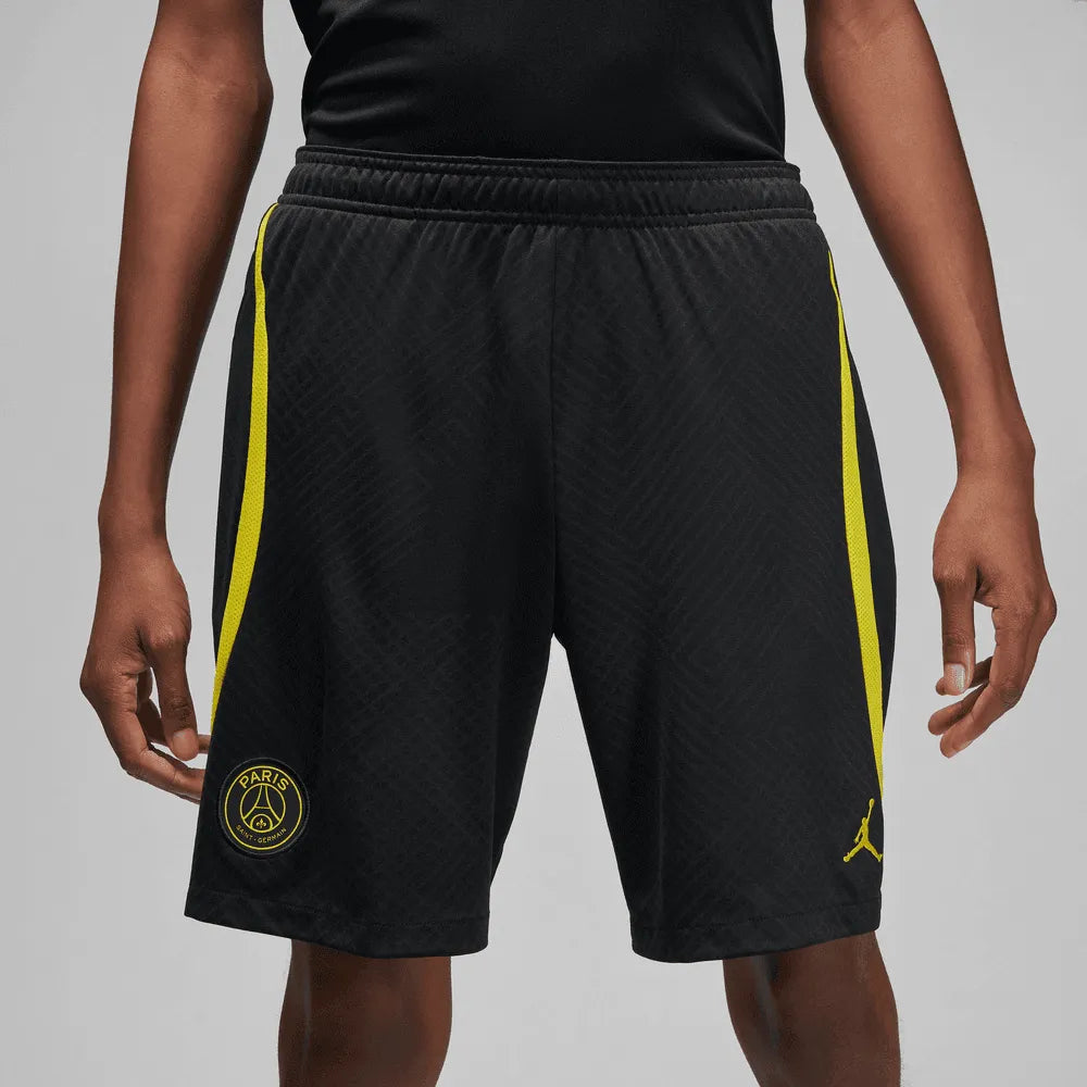 Jordan 2023 PSG Strike Shorts - Black-Yellow (Model - Front)