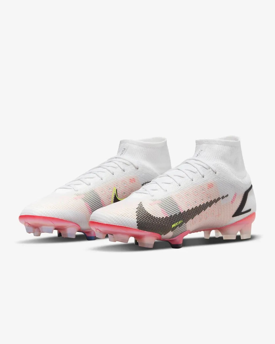 Nike Superfly 8 Elite FG - White-Black-Bright Crimson (Pair - Diagonal)