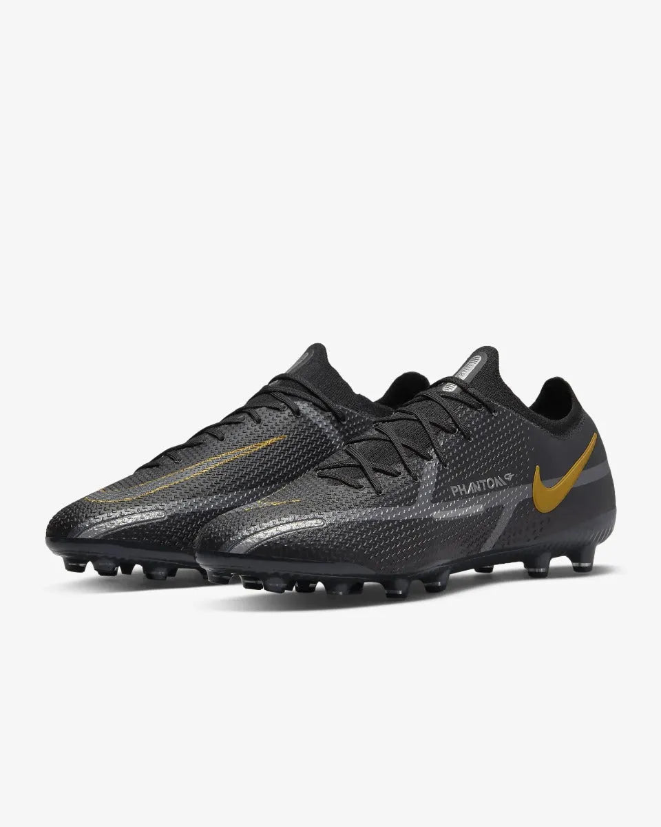 Nike Phantom GT2 Elite FG - Black-Dark Grey-Gold (Pair - Diagonal)