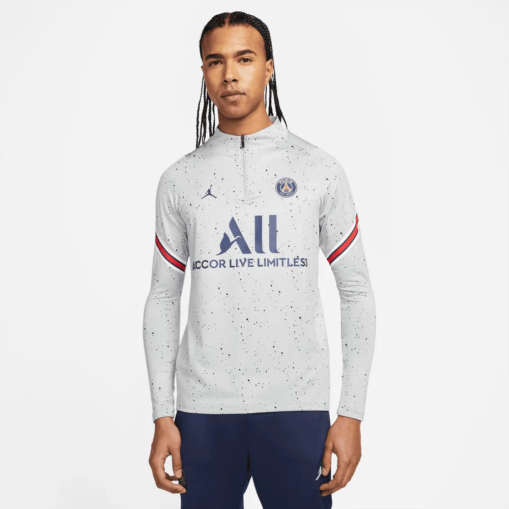 Jordan 2022 PSG DF GX 4TH Strike Drill Top - Wolf Grey-Navy (Model - Front)