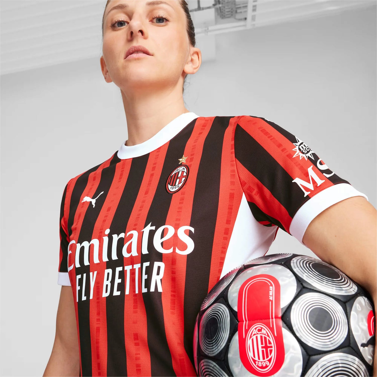 Puma 2024-25 AC Milan Women's Stadium Home Jersey (Detail 1)