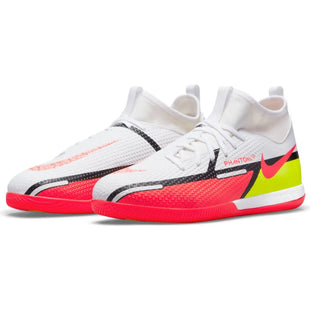 Nike Jr Phantom GT2 Academy DF IC - White-Volt-Crimson (Pair - Diagonal)