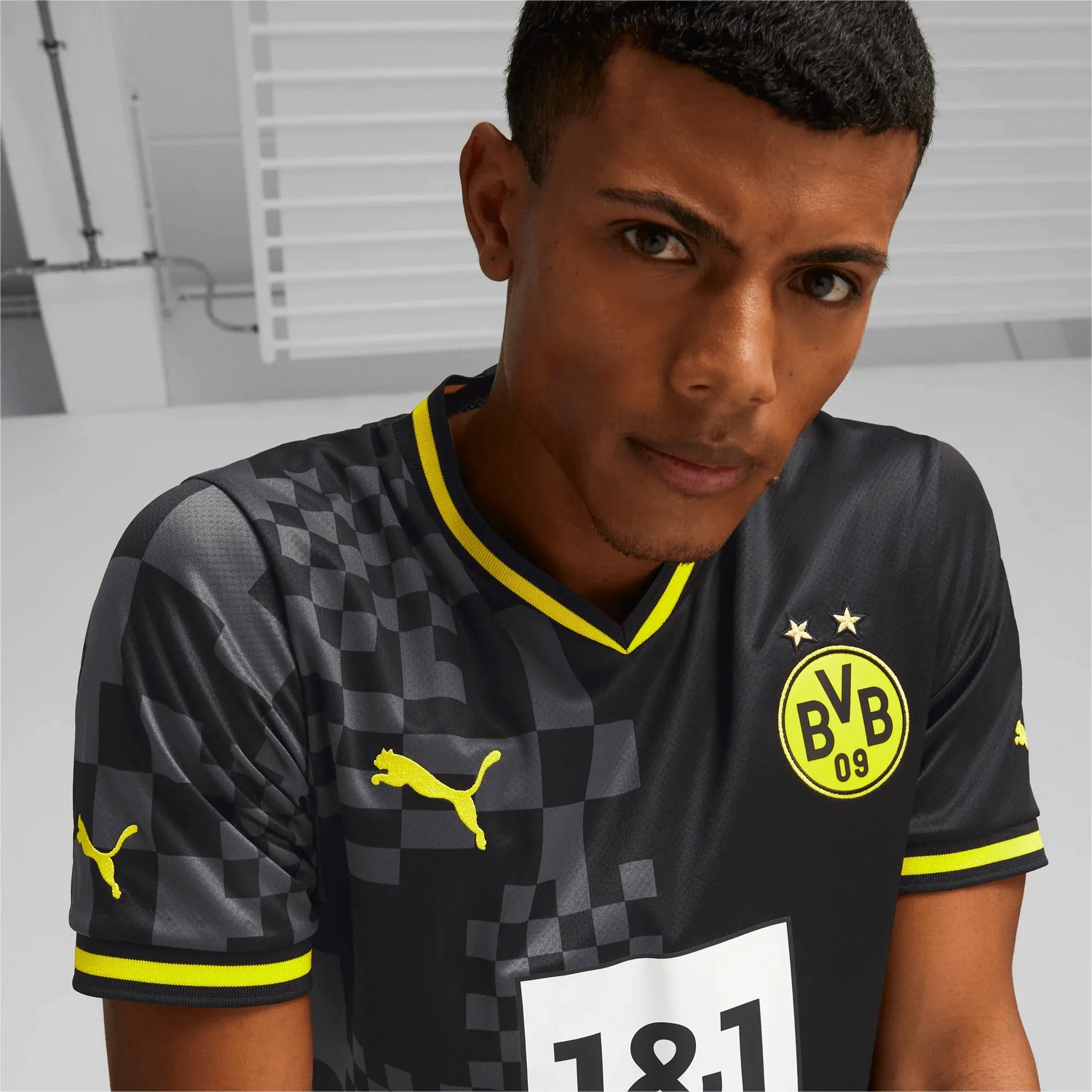 Puma 2022-23 Borussia Dortmund Away Jersey - Black-Asphalt (Detail 1)