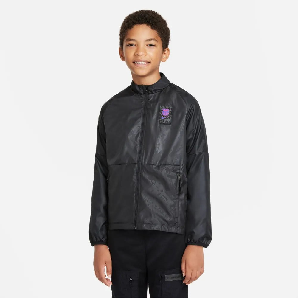 Nike 2021-22 Barcelona Youth Dry-Repel Academy AWF Jacket - Black (Model - Front)