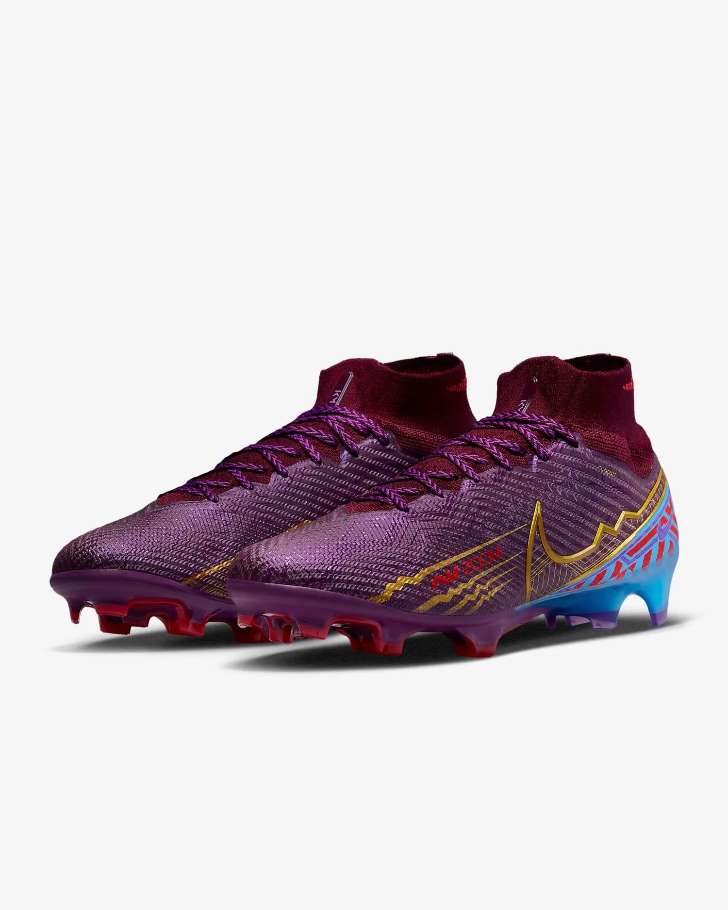 Nike Zoom Superfly 9 Elite KM FG - Dark Beetroot-Gold (Pair - Diagonal)