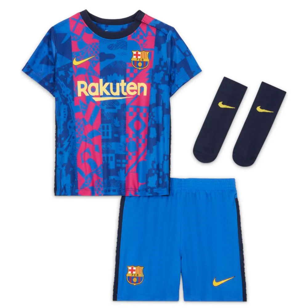 Nike 2021-22 Barcelona Home Baby-Toddler Set - Hyper Royal-Varsity Maize (Set - Front)