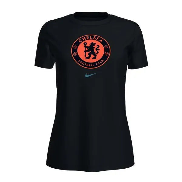 Nike 2021-22 Chelsea Women Evergreen Crest Tee - Black-Orange (Front)