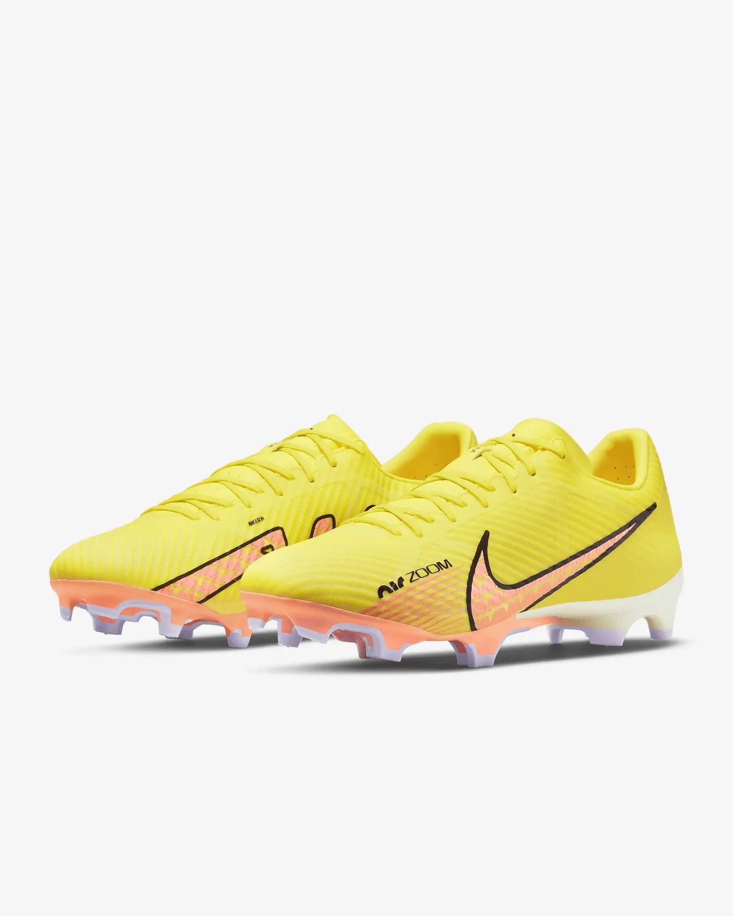 Nike Zoom Vapor 15 Academy FG/MG - Yellow Strike-Sunset Glow (Pair - Diagonal)