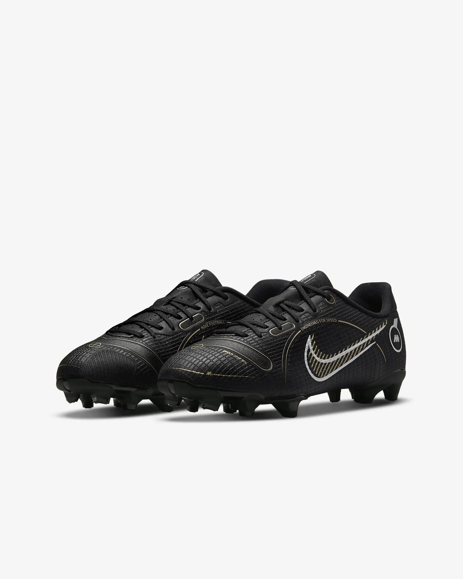 Nike JR Vapor 14 Academy FG-MG - Black-Gold-Silver (Pair - Diagonal)