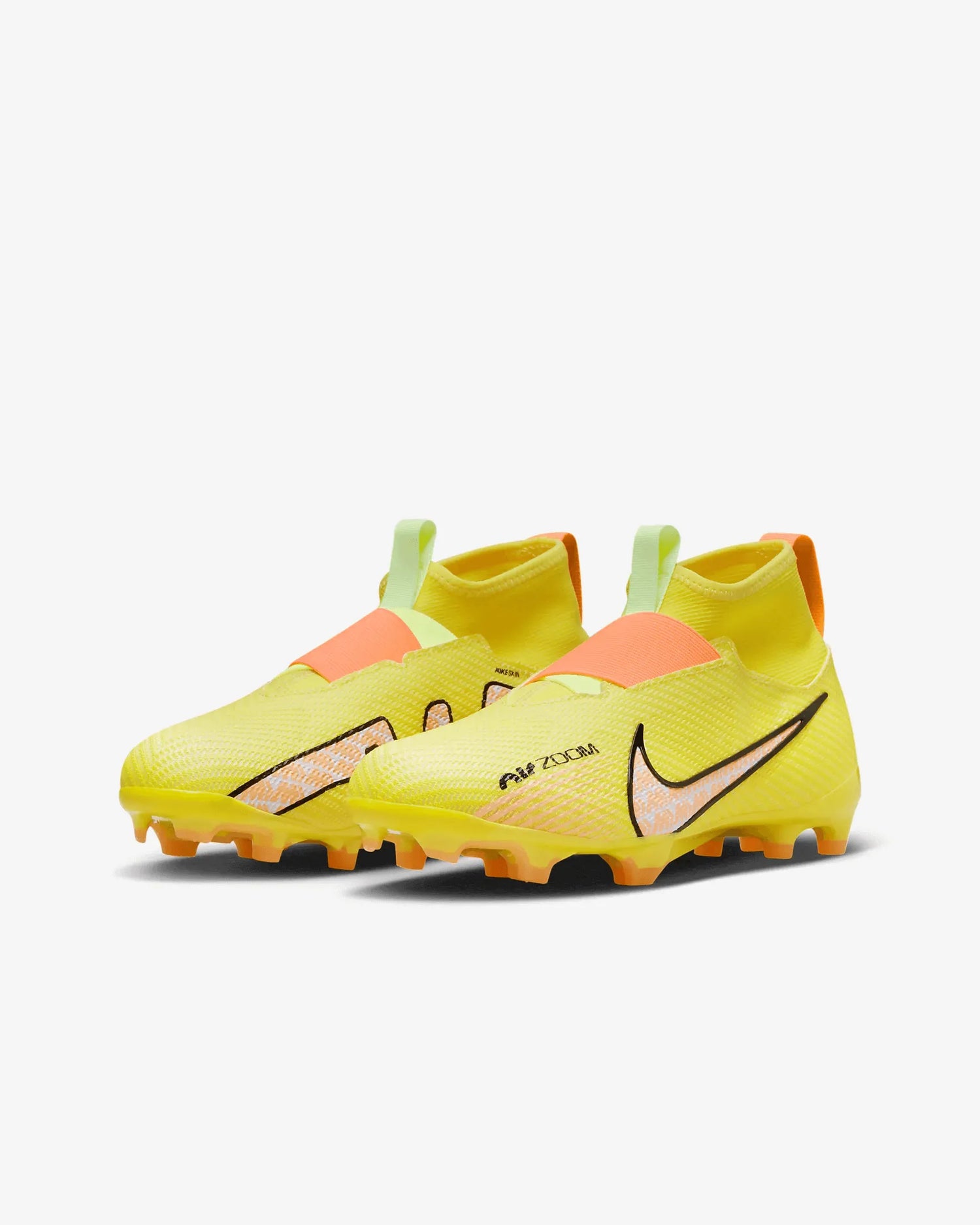 Nike JR Zoom Superfly 9 Pro FG - Yellow Strike-Sunset Glow (Pair - Diagonal)