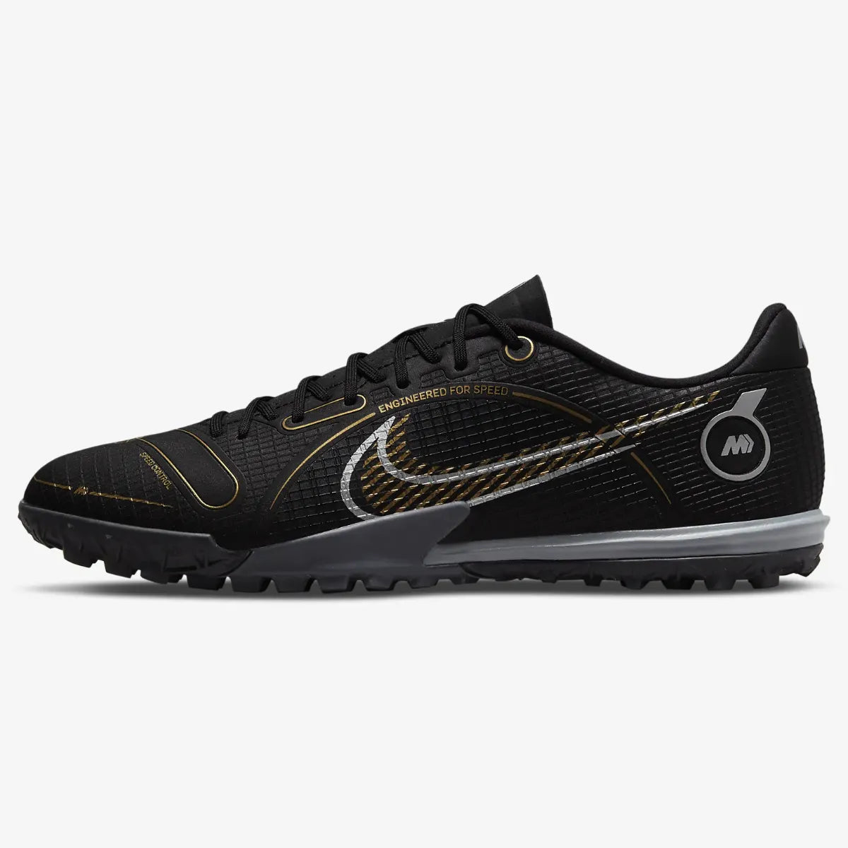 Nike Mercurial Vapor 14 Academy Turf - Black-Gold (Side 1)