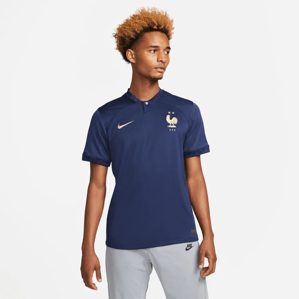 Nike 2022-23 France Home Jersey - Midnight Navy-Metallic Gold (Model - Front)