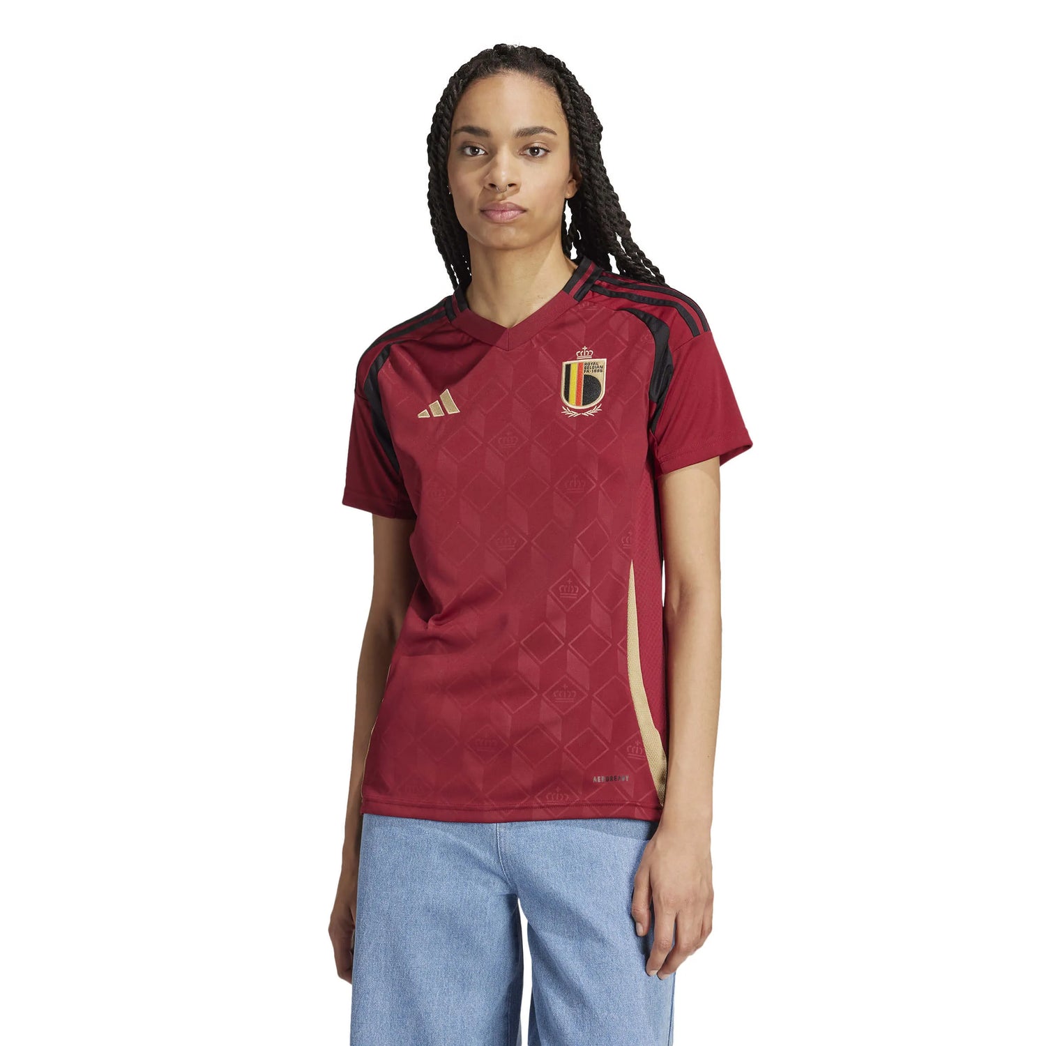 adidas 2024-25 Belgium Women's Stadium Home Jersey (Model - Front)