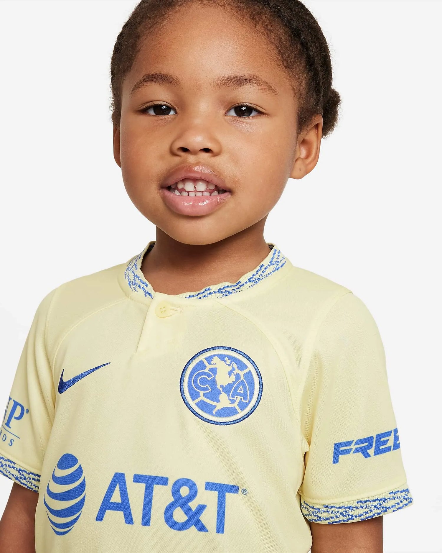 Nike 2022-23 Club America Kids' Home Mini Kit - Lemon-Blue (Detail 1)