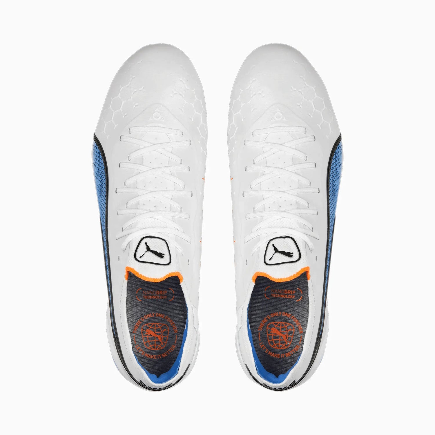 Puma King Ultimate FG-AG Puma White-Puma Black-Blue Glimmer-Ultra Orange (Pair - Top)