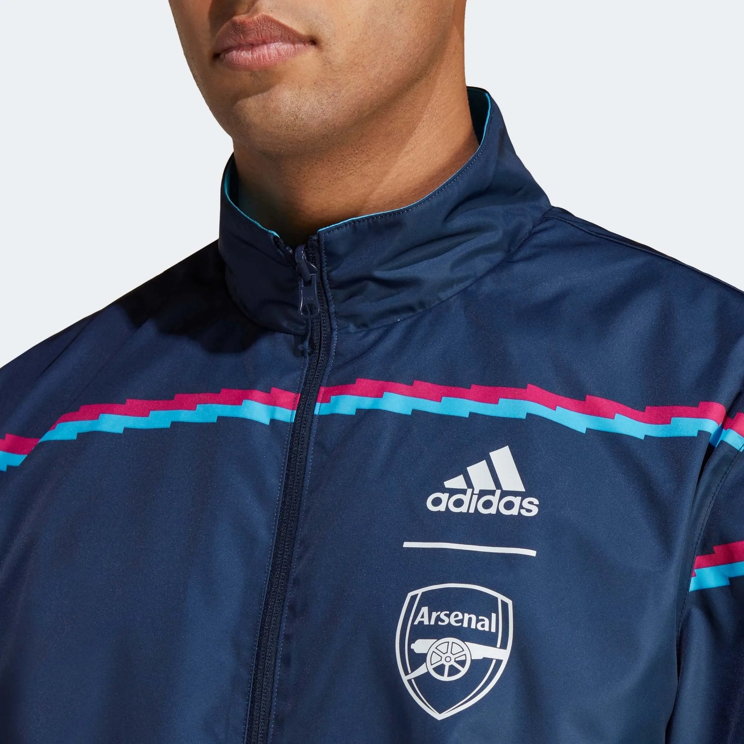 adidas 2023 Arsenal Reversible Anthem Jacket - Sky Rush (Detail 1)