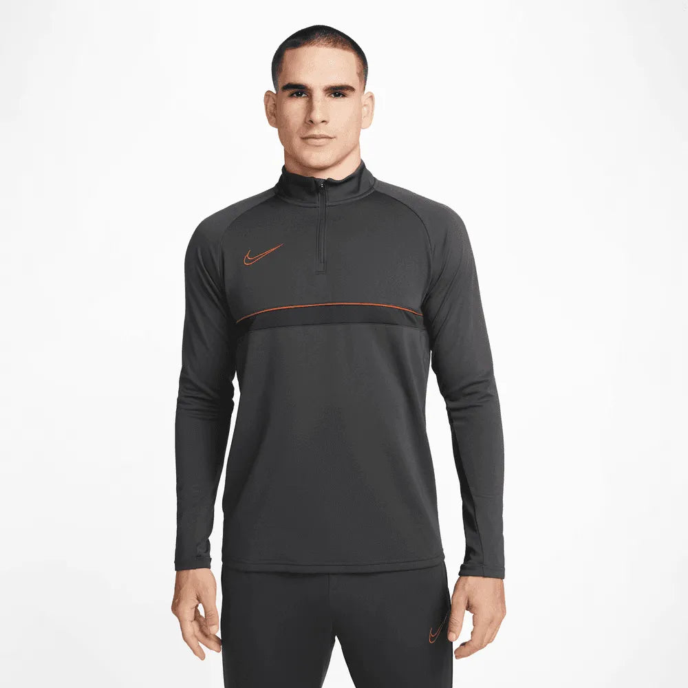 Nike Dri-Fit Academy Drill Top - Dark Smoke Grey-Off Noir-Dark Russet (Model - Front)