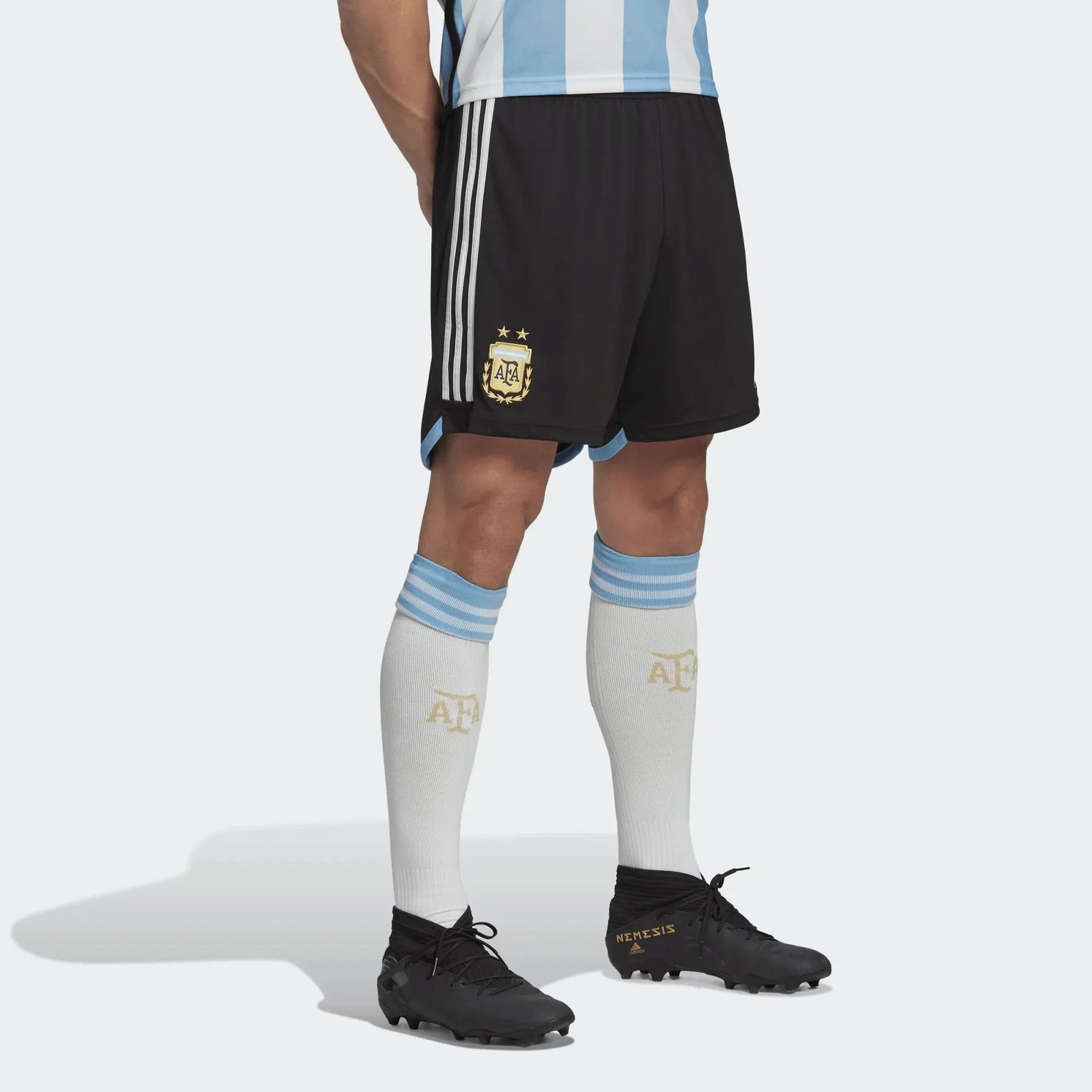 adidas 2022-23 Argentina Home Shorts - Black-White (Model - Front)