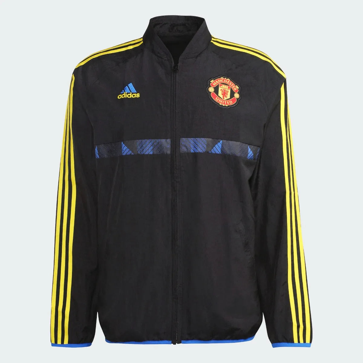 Adidas 2021-22 Manchester United Icons Woven Jacket - Black-Yellow-Royal (Front)