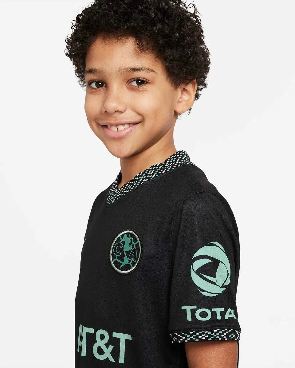 Nike 2022 Club America Youth Third Jersey - Black-Healing Jade (Detail 1)