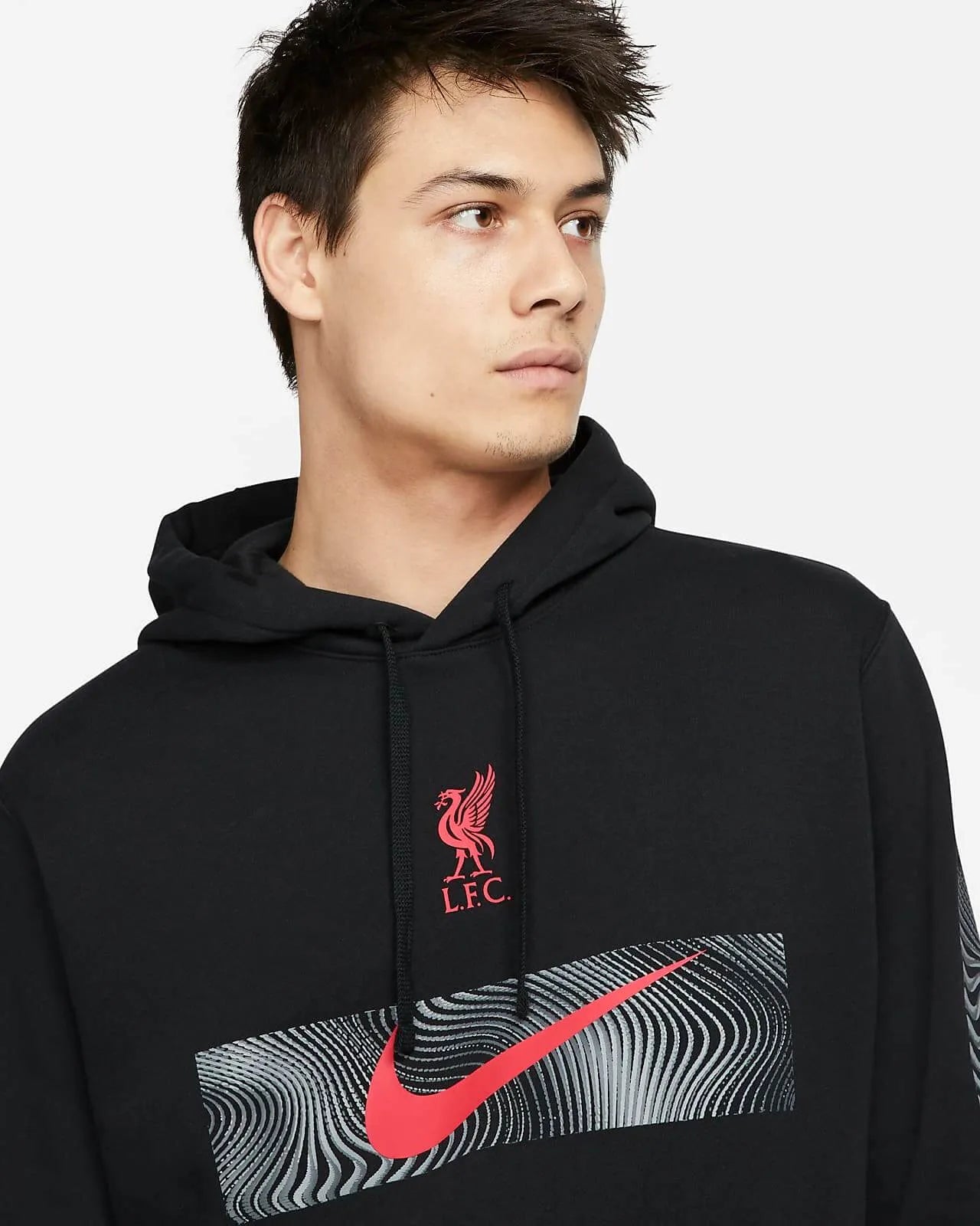 Nike 2022 23 Liverpool FC Away Fleece PO Hoodie Black Siren Red