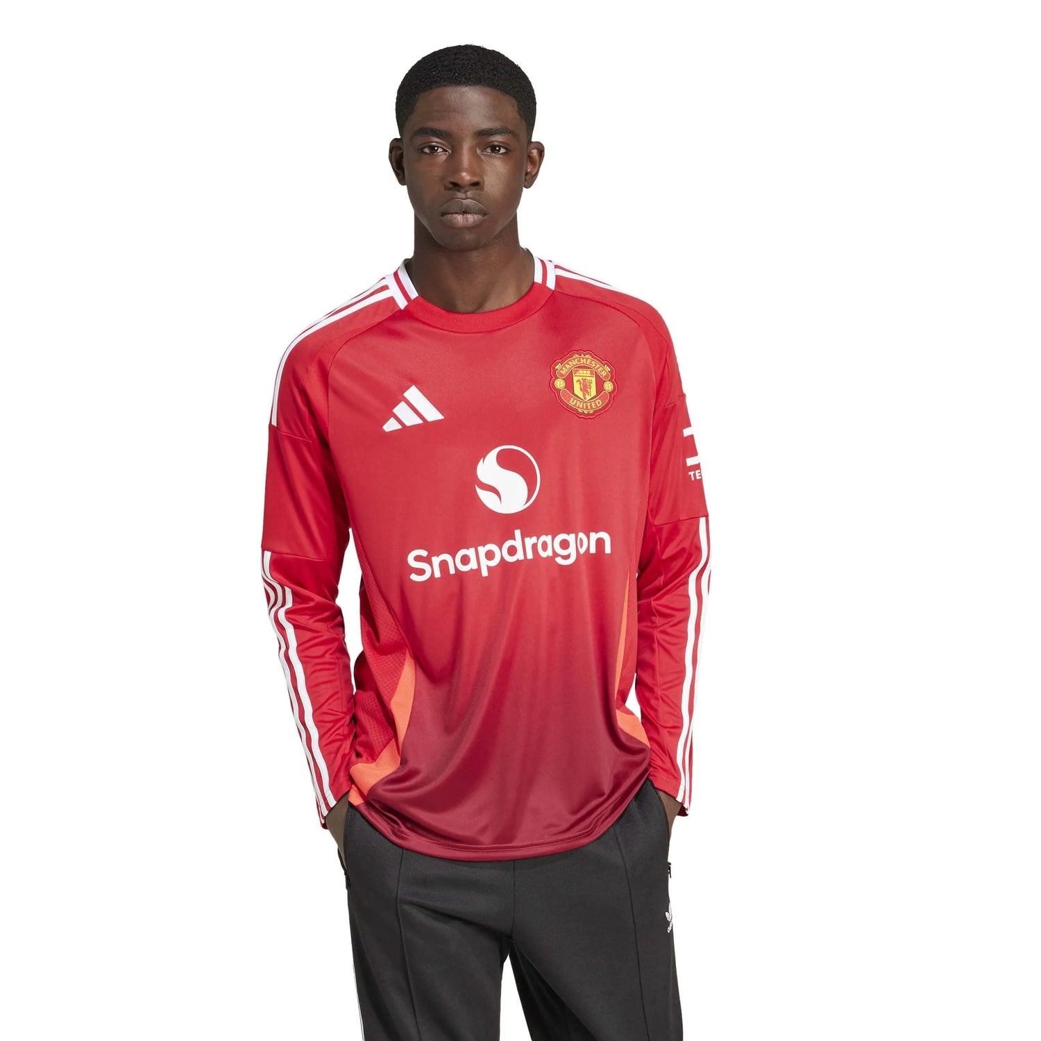 adidas 2024-25 Manchester United Men's Stadium Home Long-Sleeve Jersey (Model - Side)