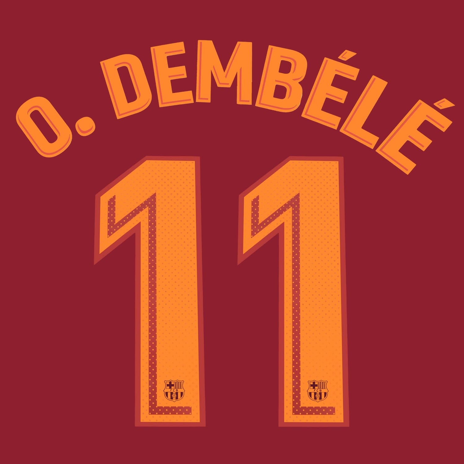 Barcelona 2017/18 Away O.Dembele #11 Jersey Name Set