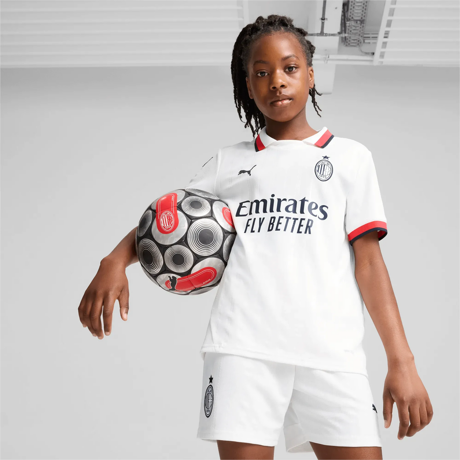 Puma 2024-25 AC Milan Youth Stadium Away Jersey (Model - Front)